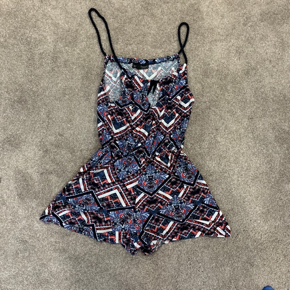 Blue and red romper
